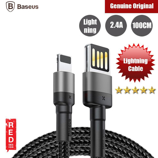 Baseus Cafule 2.4A Quick Charge Lightning Cable for Apple iPhone X, XS, XS Max, XR, iPad 100cm (Black Grey) - Planetcart