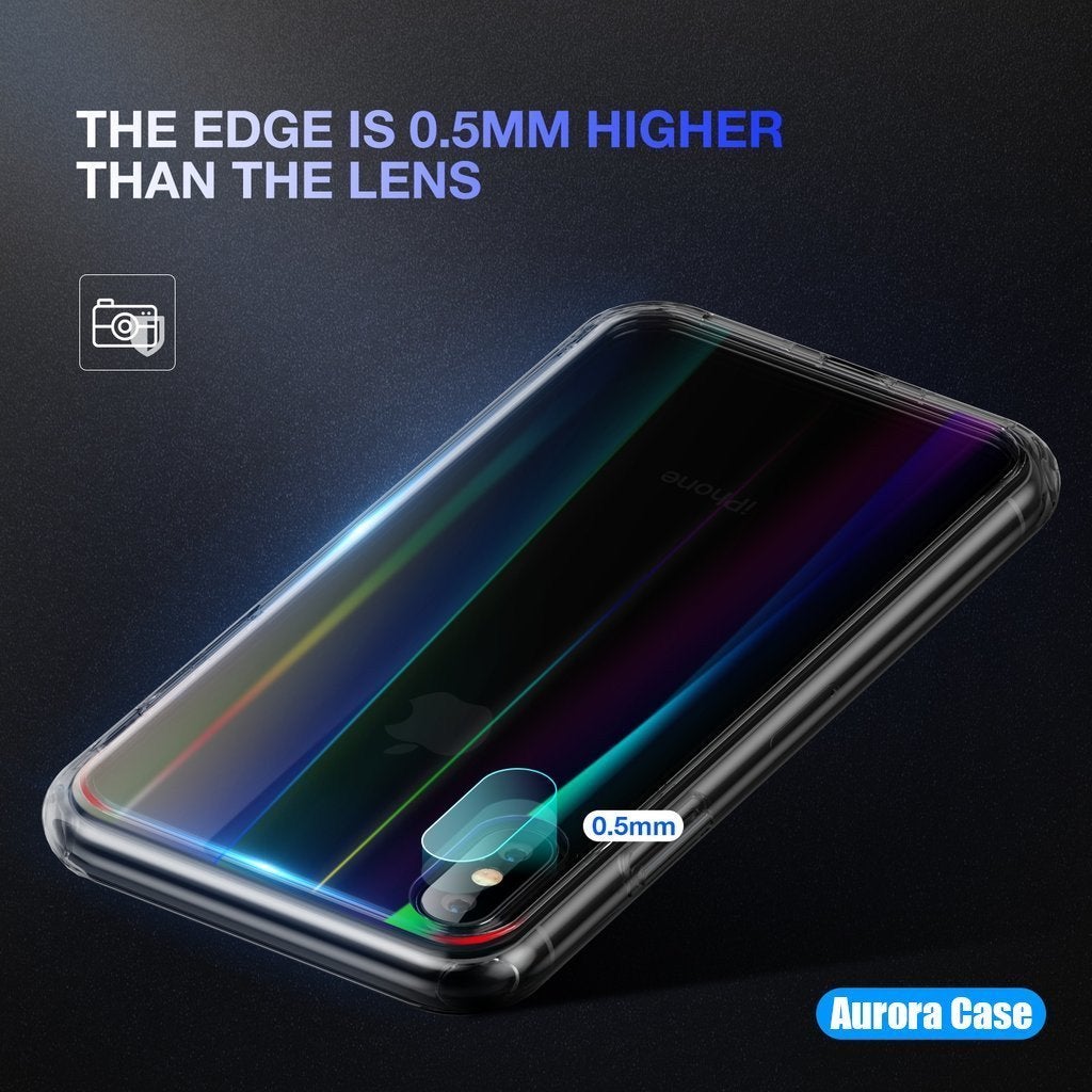 Baseus Ultra Thin Rainbow Aurora Transparent Glass Case For Iphone X/XS - Planetcart