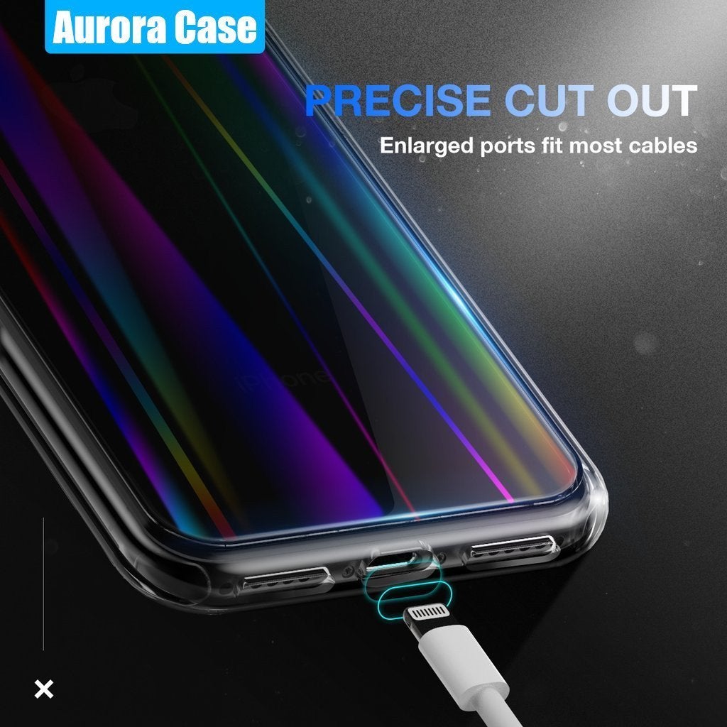 Baseus Ultra Thin Rainbow Aurora Transparent Glass Case For Iphone X/XS - Planetcart