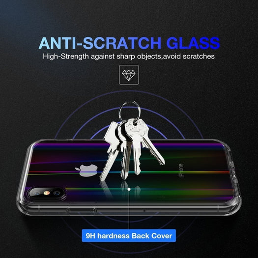 Baseus Ultra Thin Rainbow Aurora Transparent Glass Case For Iphone X/XS - Planetcart