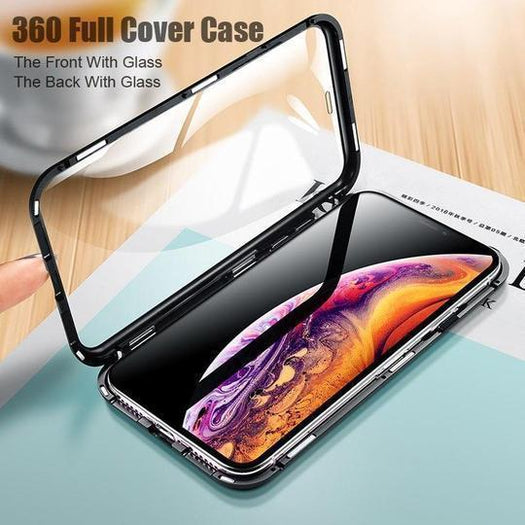 Electronic Auto Fit [ Front + Back ] Glass Magnetic Case For iPhone X/XS - Planetcart