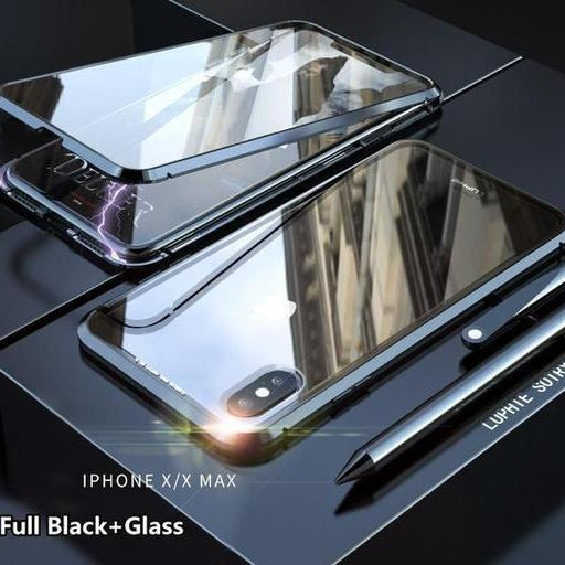 Electronic Auto Fit [ Front + Back ] Glass Magnetic Case For iPhone X/XS - Planetcart