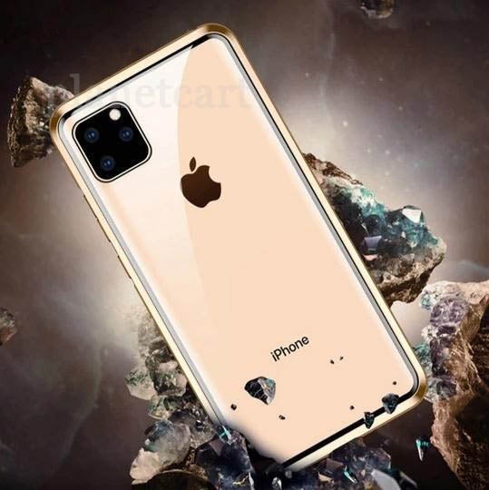 Electronic Auto-Fit (Front+ Back) Glass Magnetic Case For iPhone 11 Pro