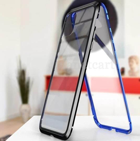 Electronic Auto-Fit (Front+ Back) Glass Magnetic Case For iPhone 11 pro