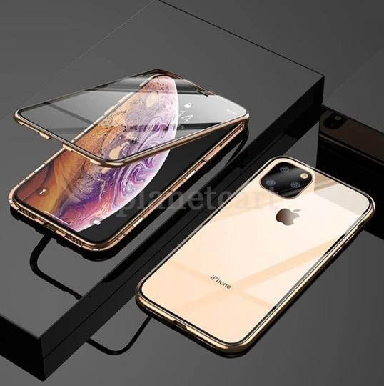 Electronic Auto-Fit (Front+ Back) Glass Magnetic Case For iPhone 11