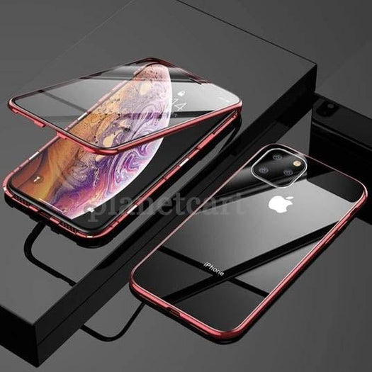 Electronic Auto-Fit (Front+ Back) Glass Magnetic Case For iPhone 11 pro