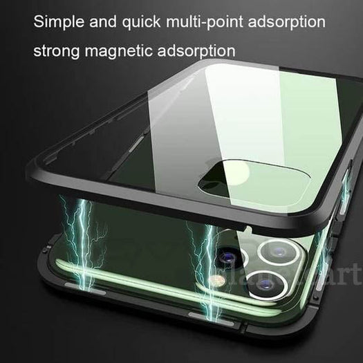 Electronic Auto-Fit (Front+ Back) Glass Magnetic Case For iPhone 11 pro