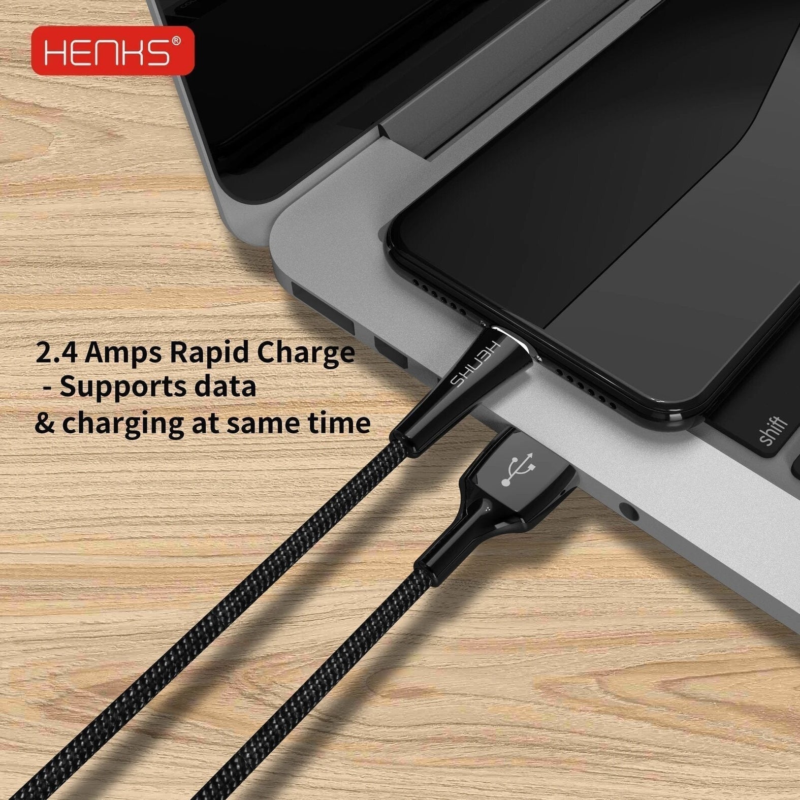 HENKS Lamp Light Fast Charging USB Data Sync Cable for Apple iPhone - Planetcart
