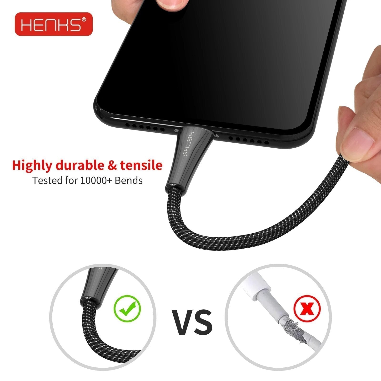 HENKS Lamp Light Fast Charging USB Data Sync Cable for Apple iPhone - Planetcart