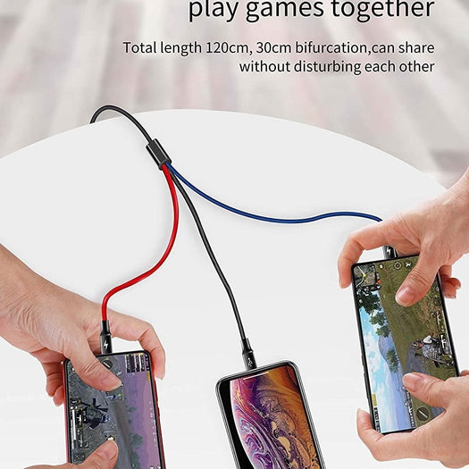 Henks Multi USB 3 in 1 3.5A Charging Nylon Data Cable Supports All Smartphone Devices - Planetcart