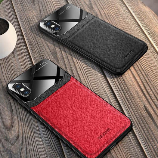 Joyroom Slim Sleek Leather Glass Card Holder Case For iPhone X/Xs - Planetcart