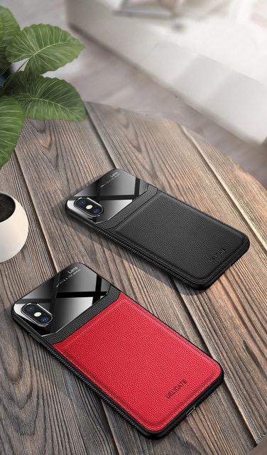 Joyroom Slim Sleek Leather Glass Card Holder Case For iPhone X/Xs - Planetcart