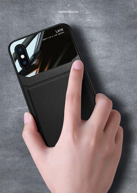 Joyroom Slim Sleek Leather Glass Card Holder Case For iPhone X/Xs - Planetcart