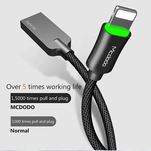 McDodo LED Light Auto Disconnect Fast Charging USB Data Sync Lightning Cable for Apple iPhone - Planetcart