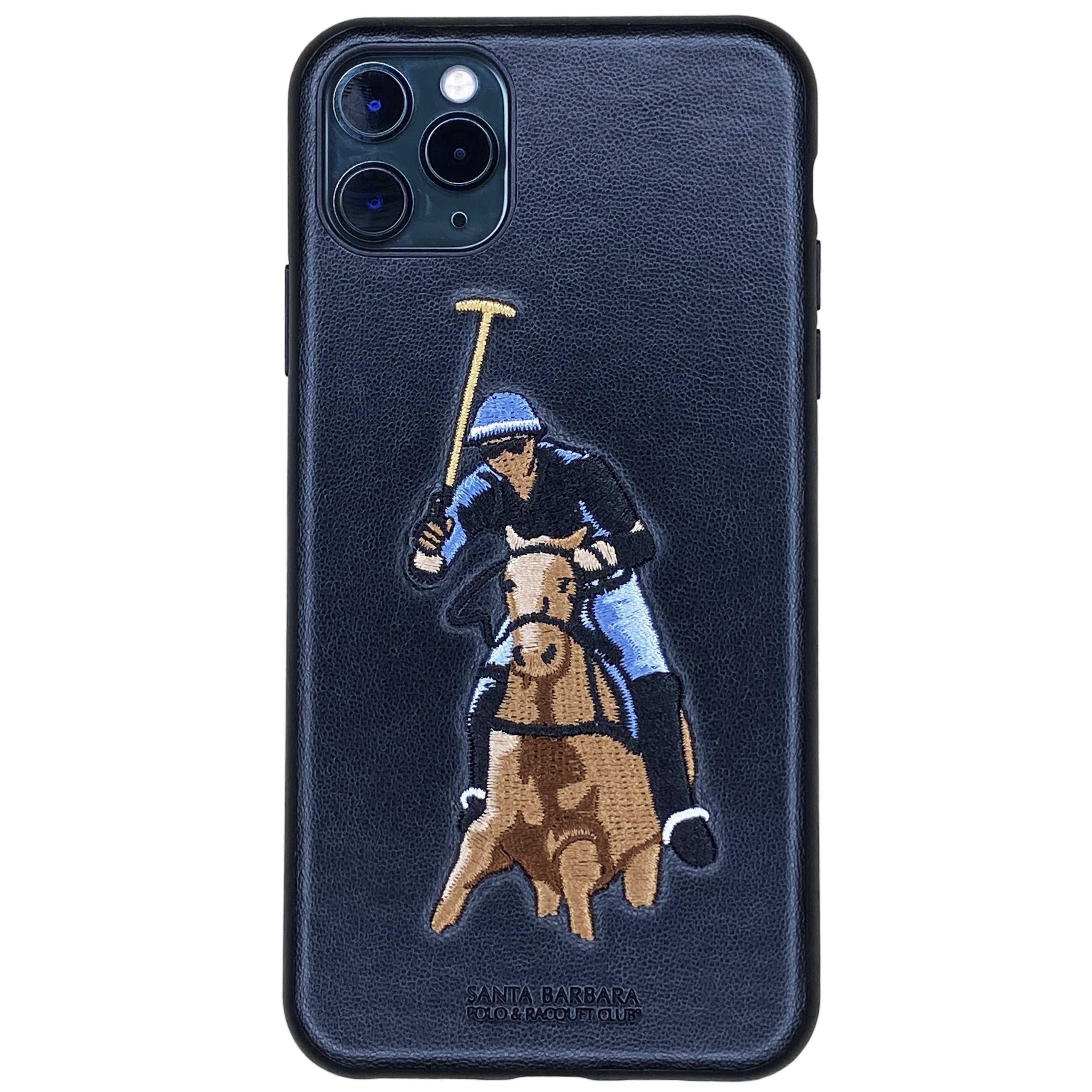 Santa Barbara Jockey Genuine Leather Case for iPhone 11 Pro Max Black - Planetcart