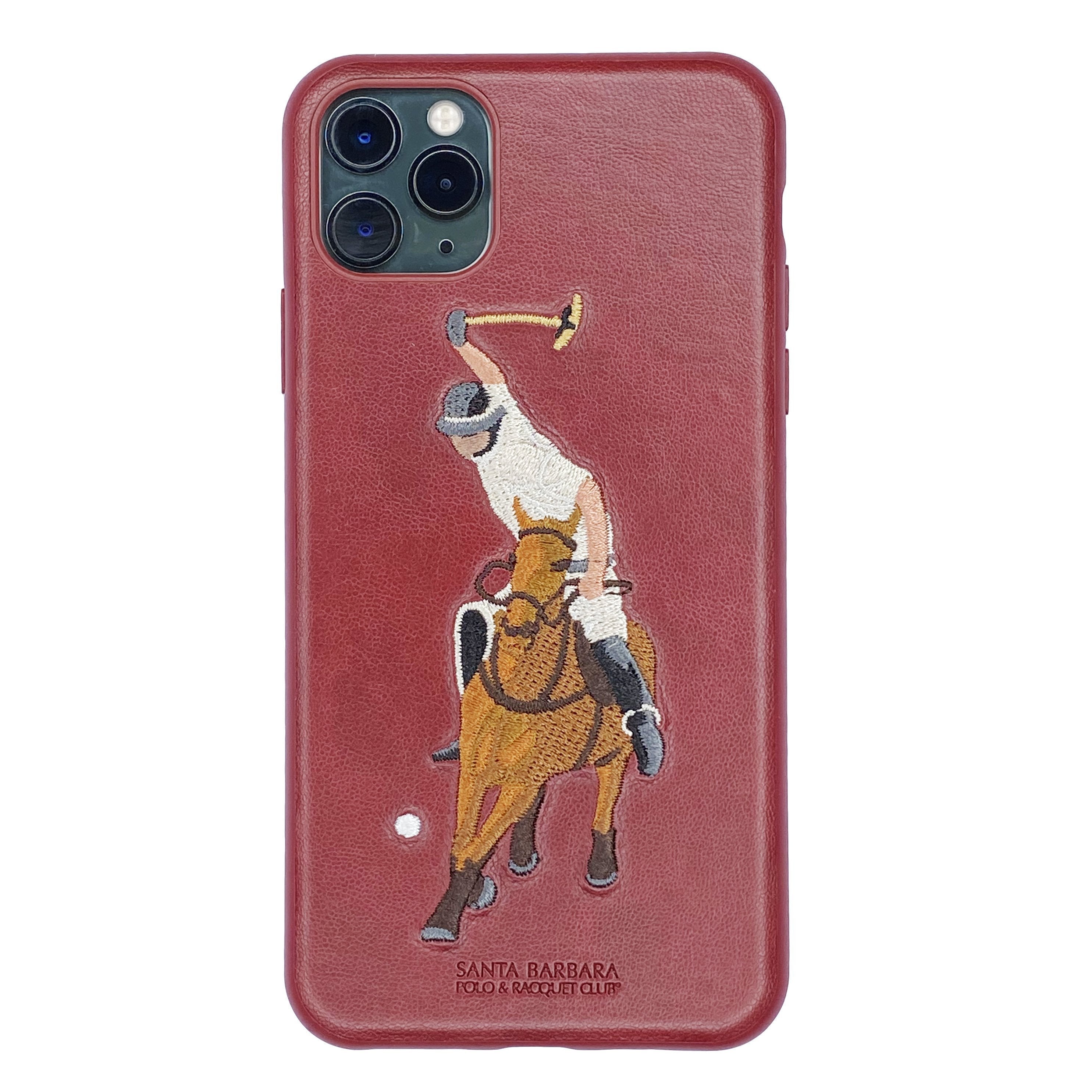 Santa Barbara Jockey Genuine Leather Case For iPhone 11 Pro Red - Planetcart