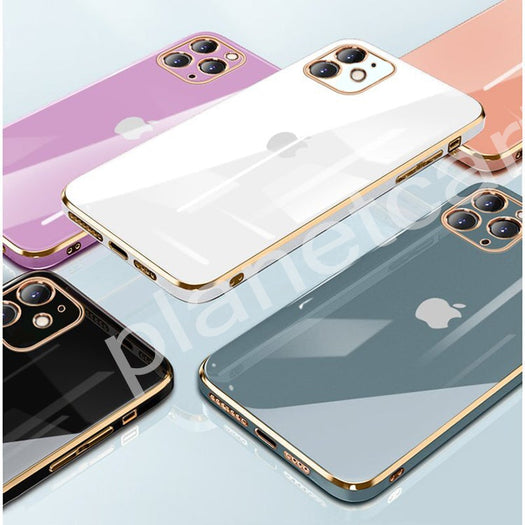 The Luxurious Glass Back Case With Golden Edges For iPhone 12