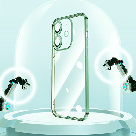 Luxury Electroplated Square Clear Silicon Case With Camera Protection For iPhone 12 - Premium Cases