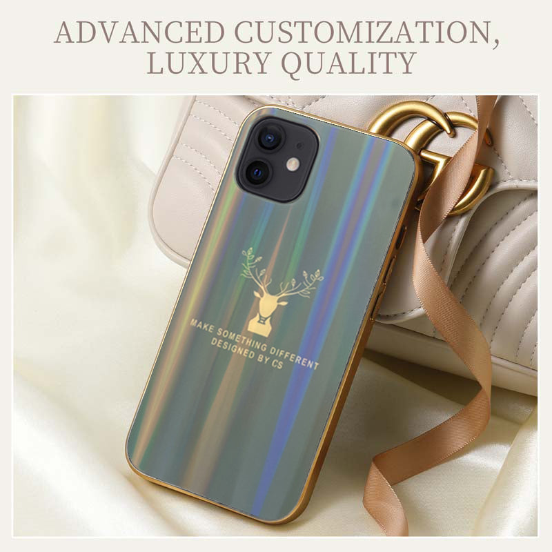 Gradient Deer Glass Back Case For iPhone 12