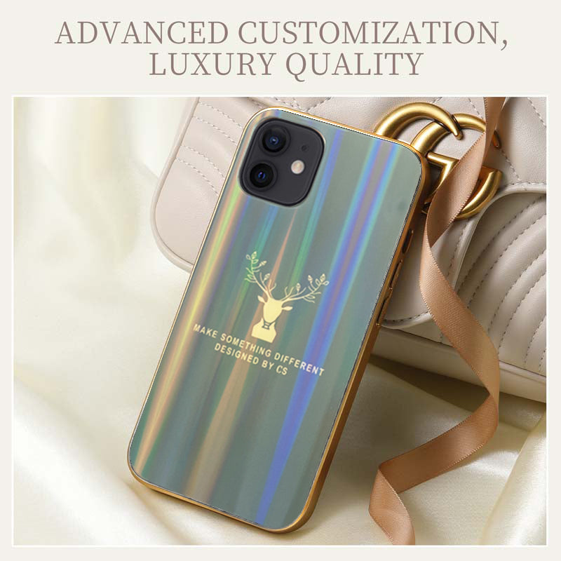 Gradient Deer Glass Back Case For iPhone 12
