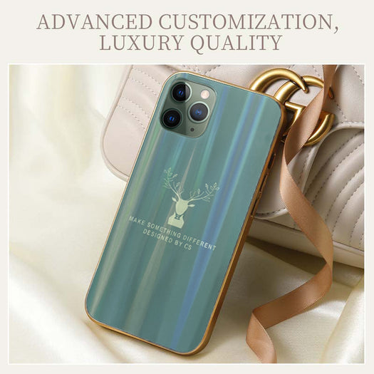 Gradient Deer Glass Back Case For iPhone 11 Pro