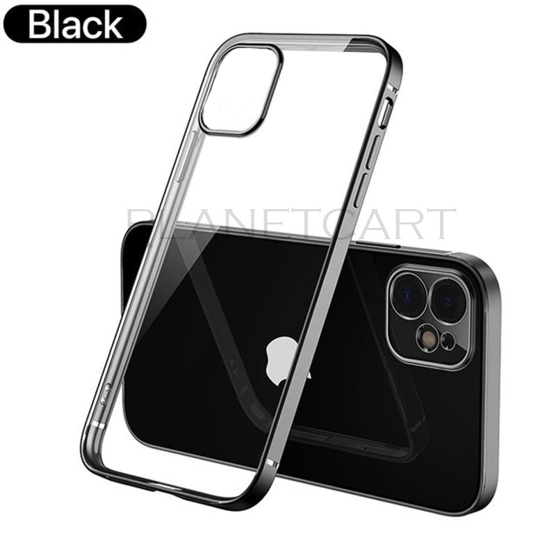 Premium Glossy Look Square Silicon Clear Case For iPhone 12 Series