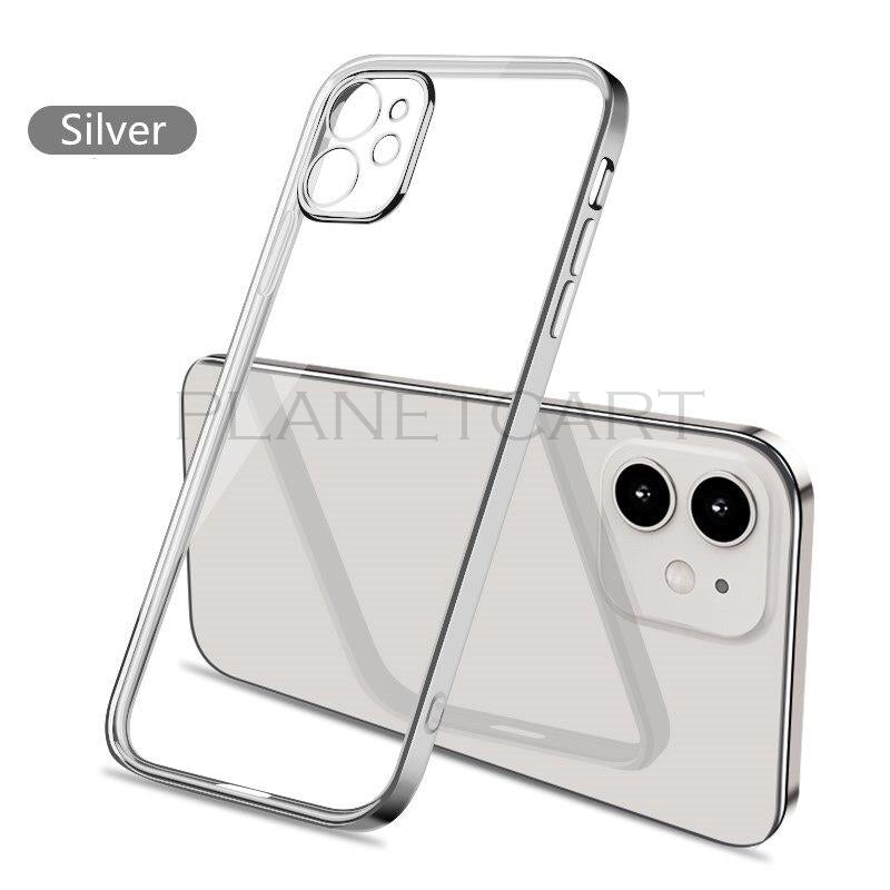 Luxury Square Silicon Clear Case With Camera Protection For iPhone 11
