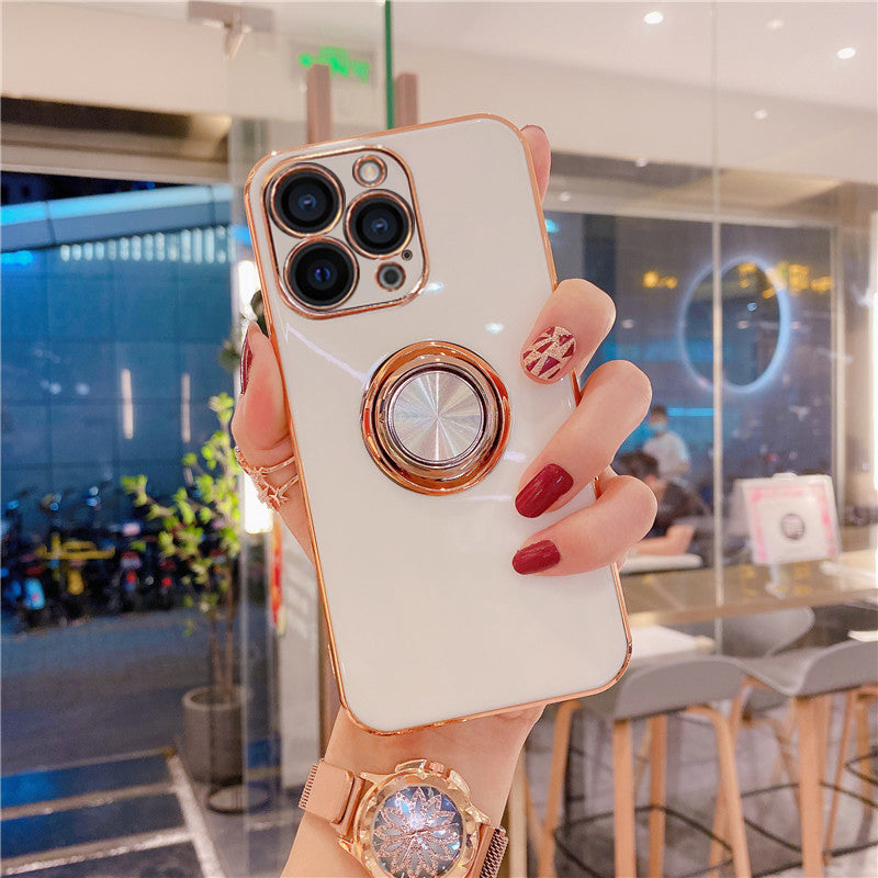 Luxurious Electroplating Ring Holder Soft Silicone Back Case  For iPhone 13 Pro Max
