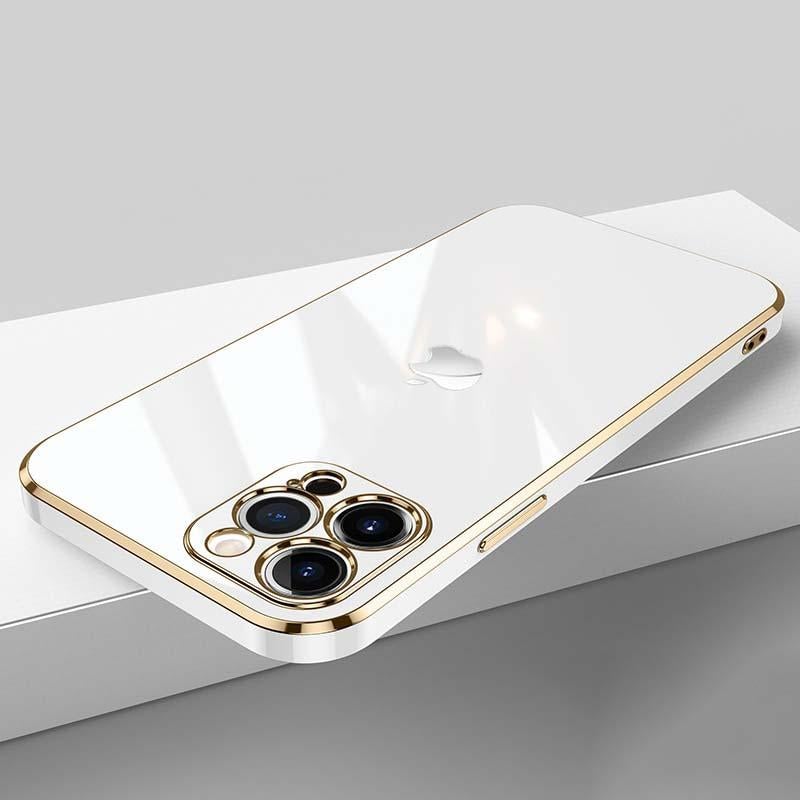New Luxurious Glass Back Case With Golden Edges For iPhone 12 Pro - planetcartonline