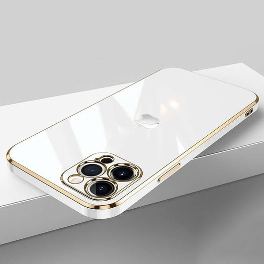 New Luxurious Glass Back Case With Golden Edges For iPhone 12 Pro Max - planetcartonline